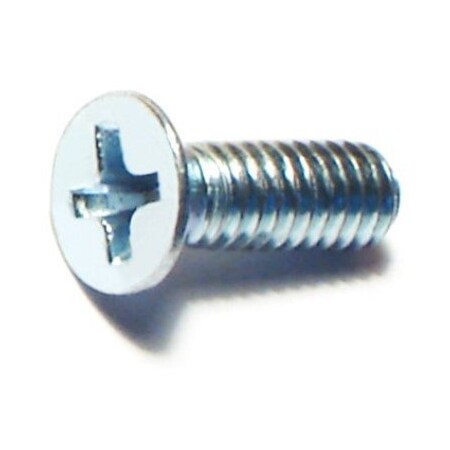 #8-32 X 1/2 In Phillips Flat Machine Screw, Zinc Plated Steel, 60 PK